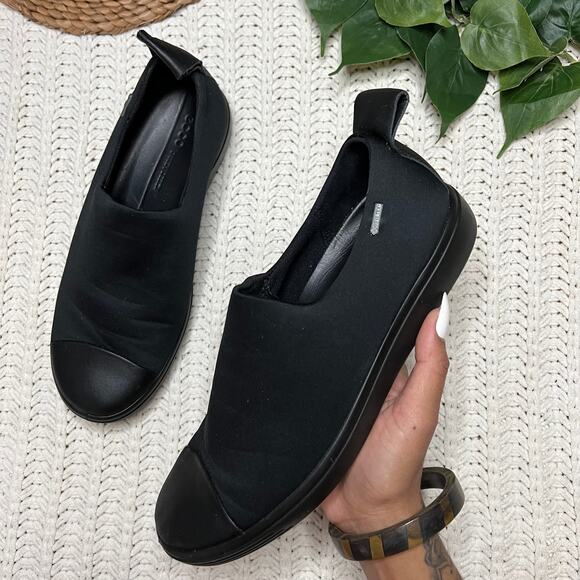 GORE-TEX ECCO|woman’s black soft 7 wedge slip-on shoes - Picture 1 of 11